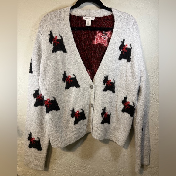 cupcakes & cashmere Sweaters - cupcakes & cashmere Gray Cardigan with Scottish Dog Size XL